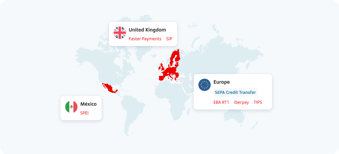 Instant credit transfer global map